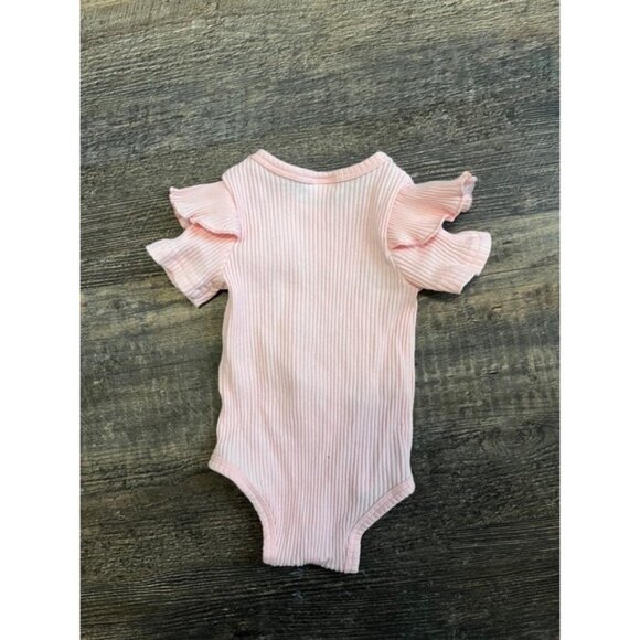 Ribbed Ruffle Sleeve Bodysuit Mommy's Little Girl Infant 0-3M - Picture 2 of 5